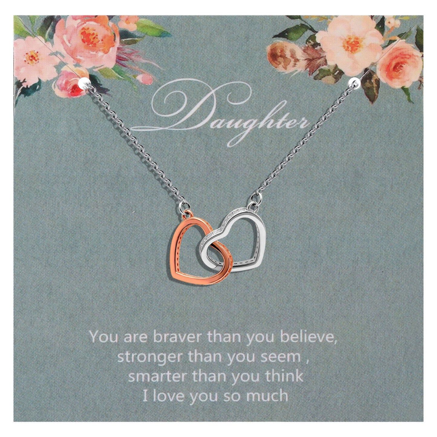 Daughter Greeting Card with Sterling Silver Linked Circles Necklace in Gift Box Ginger Lyne Collection - GC-11