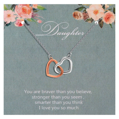 Daughter Greeting Card with Sterling Silver Linked Circles Necklace in Gift Box Ginger Lyne Collection - GC-11