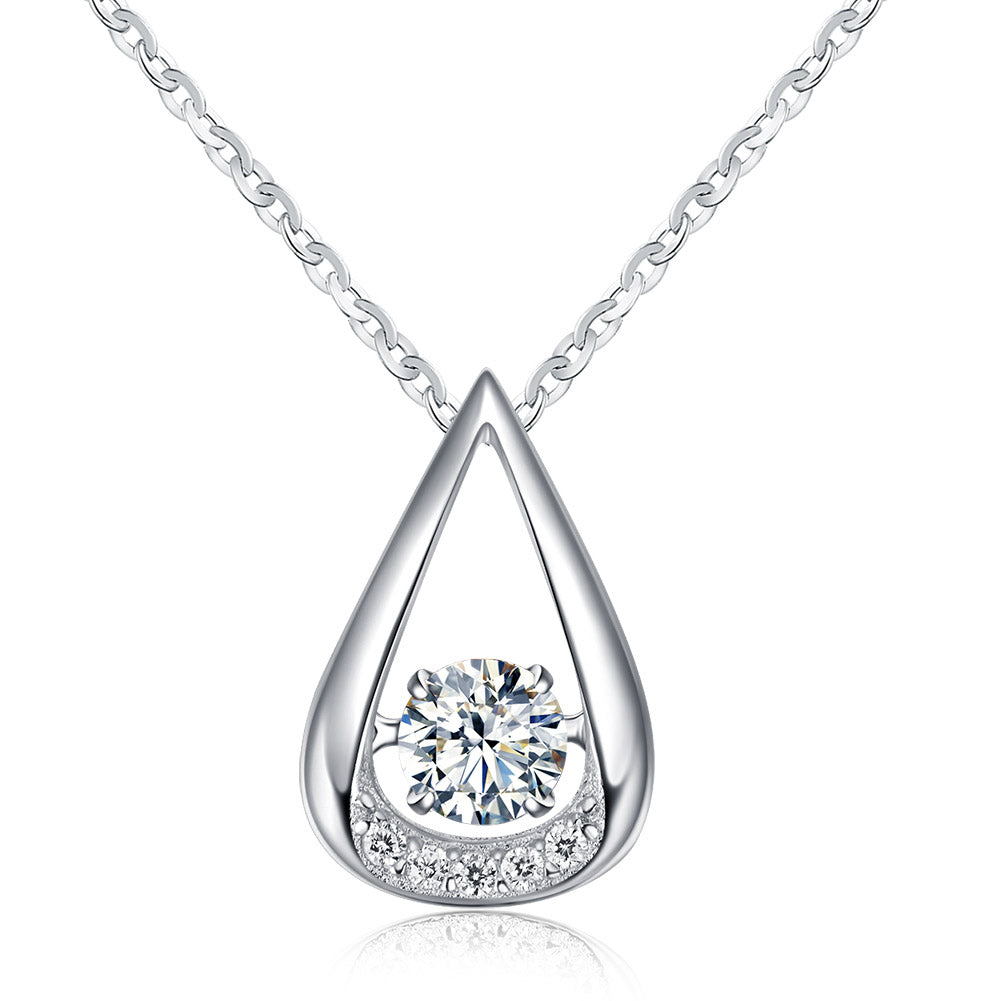 Ginger Lyne Collection Sterling Silver Cz Swinging Oval Shape Pendant Necklace for Women - Style 40