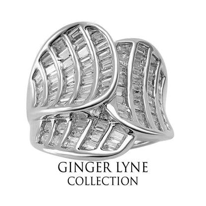 Helena Statement Ring Baguettes Cz White Gold Plated Women Ginger Lyne Collection