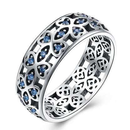 Tia Wedding Band Ring Heart Blue Cz Sterling Silver Womens Ginger Lyne Collection