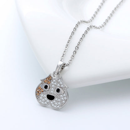 Pitbull Dog 3d Stud Earrings for Women Sterling Silver Cz Ginger Lyne Collection - Necklace