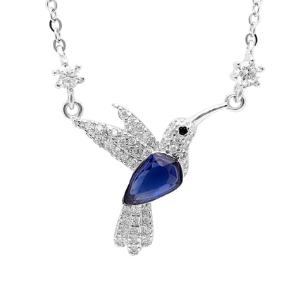 Hummingbird Necklace or Bracelet Sterling Silver Blue Cz Women Ginger Lyne Collection - Necklace