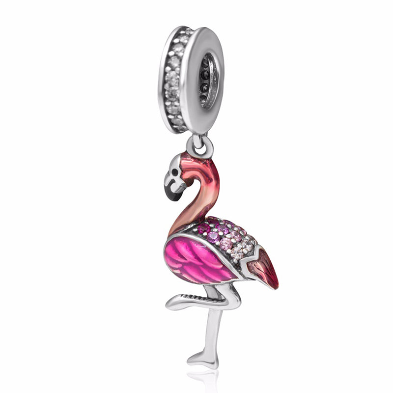 PinkFlamingoCharmforWomenCZSterlingSilverEuropeanBeadforBraceletbyGingerLyne_Pink-2