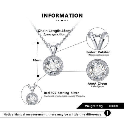 Halo Round Pendant Necklace for Women Sterling Silver Clear Cz Ginger Lyne Collection