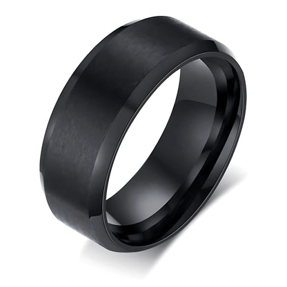 MatteBlackTungstenCarbideWeddingBandRingWomenMen6mmor8mmGingerLyneCollection_8mm-1