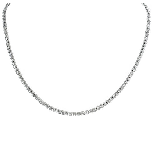TennisNecklaceforWomen3mmBlackorClearCubicZirconiaChoker16-18"AdjustLengthStainlessSteel_Clear-1