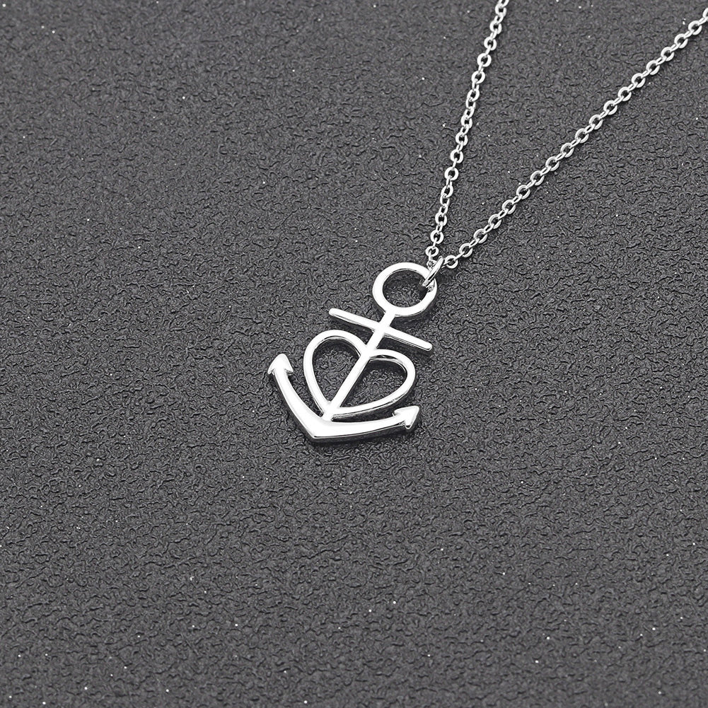 Aunt Greeting Card Sterling Silver Anchor Heart Necklace Women Ginger Lyne Collection