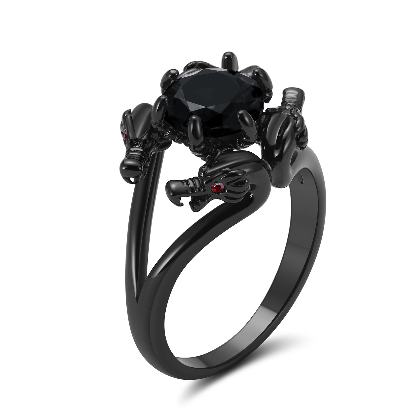 Dragon Ring Gothic Solitaire Cz Black Gothic Engagement Ring Girl Ginger Lyne Collection - black,10