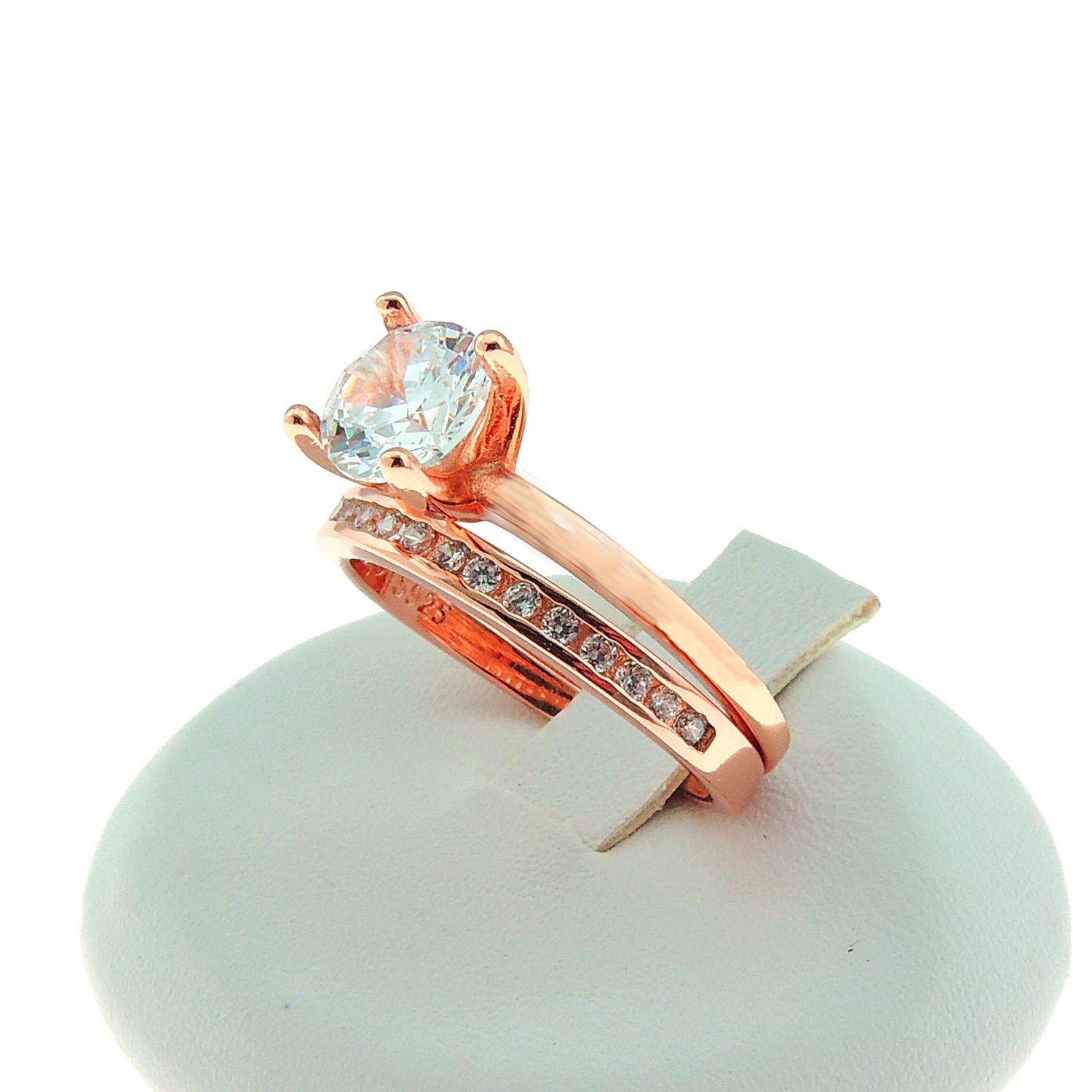 EnvyBridalSetSolitaireSilver1.25CtEngagementWomensGingerLyneCollection_RoseSet-4