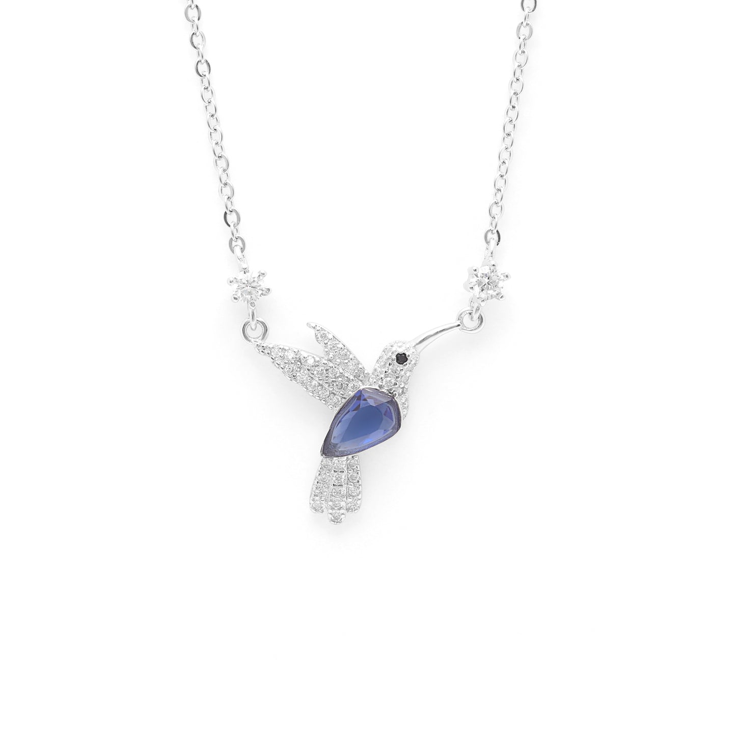 Hummingbird Necklace or Bracelet Sterling Silver Blue Cz Women Ginger Lyne Collection - Necklace