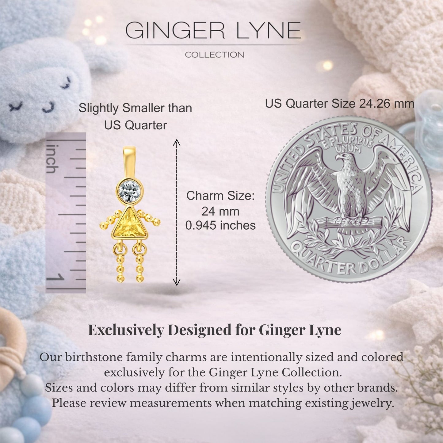 Birthstone Family Pendant for Mom by Ginger Lyne Stainless Steel Cubic Zirconia Charms For Grandma Necklace_Female-November-Gold-2