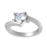 Load image into Gallery viewer, Kale Heart Engagement Ring Sterling Silver Clear Cz Womens Ginger Lyne Collection - 9
