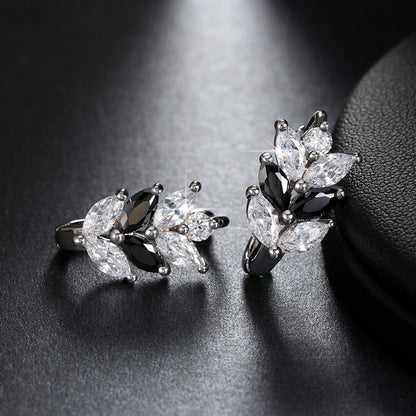 Leaf Shape Drop Earrings for Women Marquise Black CZ Ginger Lyne Collection