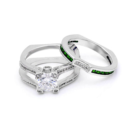 Skylar Wedding Ring Set for Women Engagement Ring Wedding Band Cz Ginger Lyne Collection