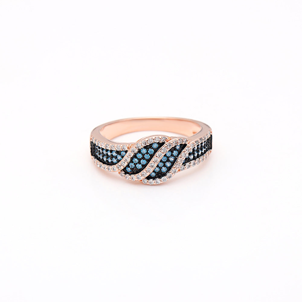 Trisha Anniversary Band Ring Blue Cz Black Rose Womens Ginger Lyne Collection