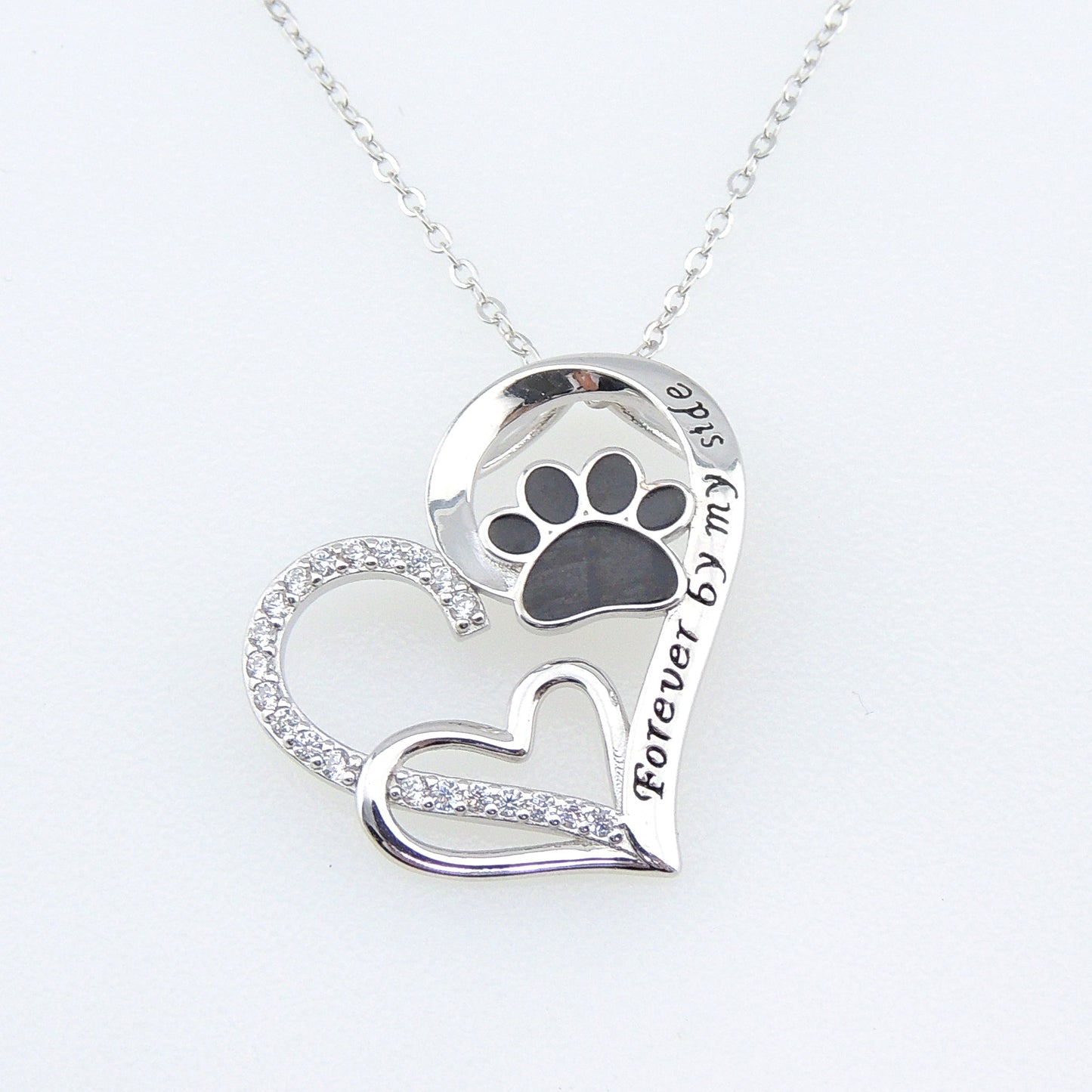 Sterling Silver Cz Dog Paw Print Heart Necklace for Women Ginger Lyne Collection