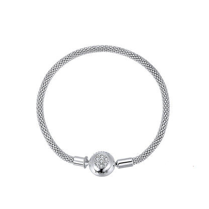 Mesh Chain Charm Bracelet Sterling Silver Cz Love Clasp Ginger Lyne Collection - 19cm Mesh