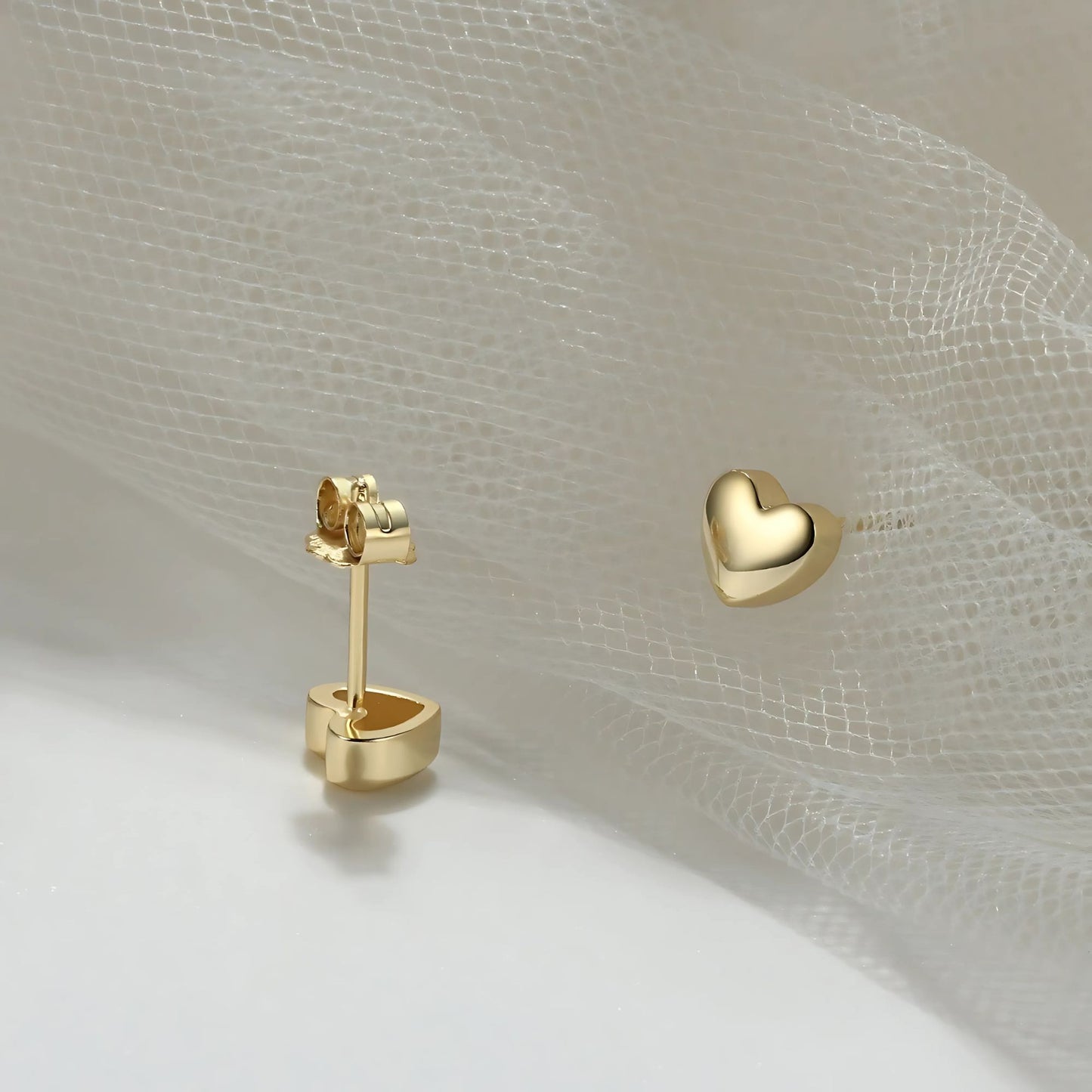 Heart Earrings for Women by Ginger Lyne 6mm Gold Plated Sterling Silver Stud Earrings - Gold