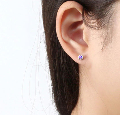 Purple Stud Cz Earrings Sterling Silver 5mm Womens Girls Ginger Lyne Collection