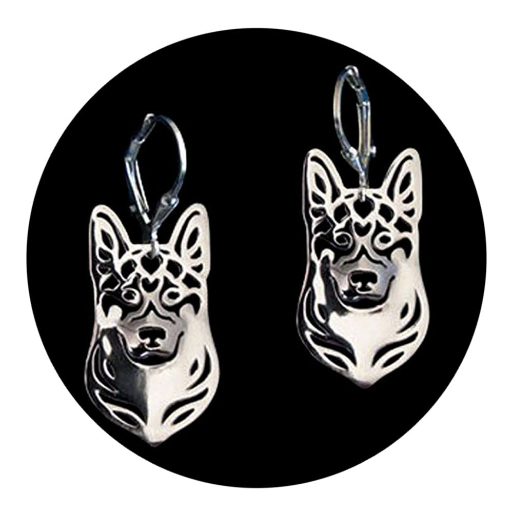 German Shepherd Dog Silver Necklace Earrings Set Women Ginger Lyne Collection