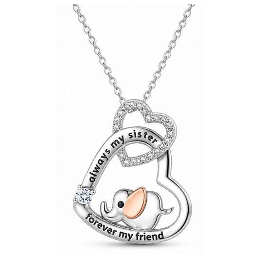SisterElephantHeartPendantNecklaceforWomenSterlingSilverCZGingerLyneCollection_SisterElephant-1