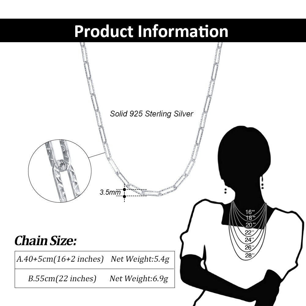 Italian Paper Clip Chain Necklace for Women Sterling Silver 22 Ginger Lyne Collection