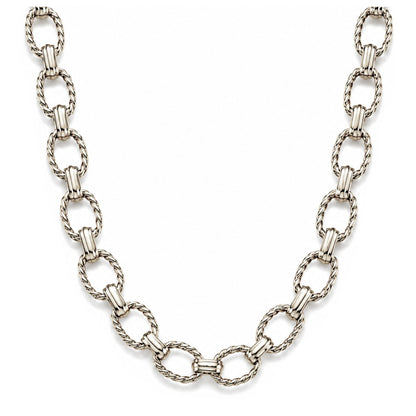 OvalRopeLinkCircleChainNecklaceforWomen18KTGoldPlatedStainlessSteel19"GingerLyneCollection_SilverTone-1