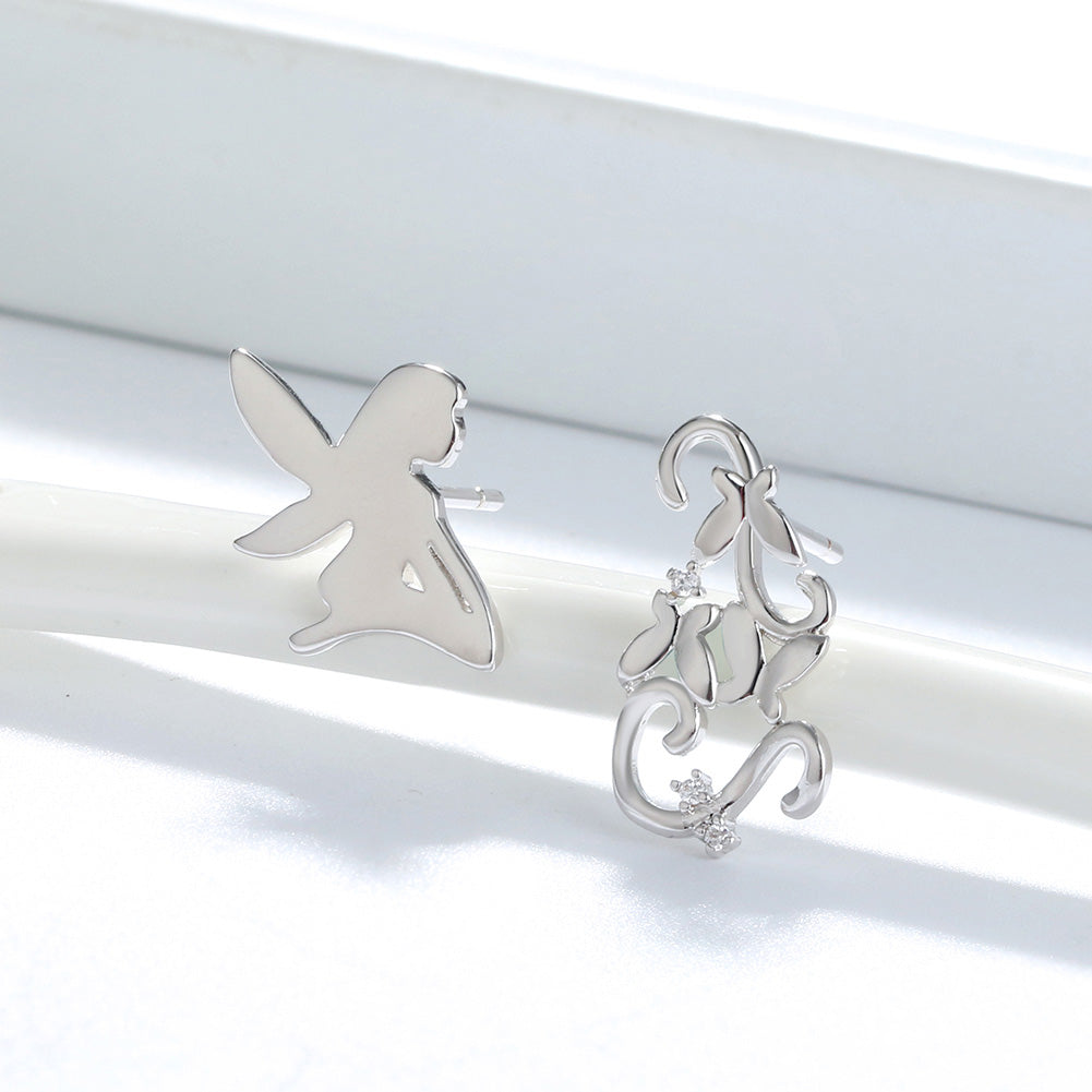 Fairy Butterfly Sterling Silver Stud Earrings Girls Women Ginger Lyne Collection