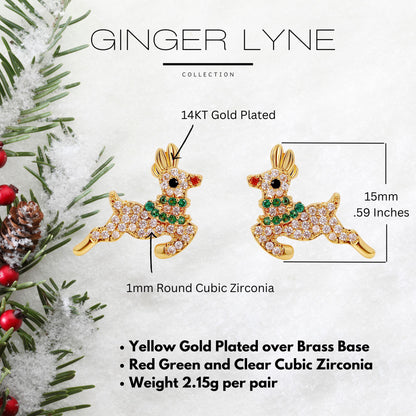 ChristmasReindeerEarringsWomensFlyingDeer14KTGoldPlatedStudCZGingerLyneCollection_Gold-6