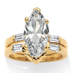Load image into Gallery viewer, Nicole Bridal Set Marquise Baguette Cz Ring Band Womens Ginger Lyne Collection - Gold,10
