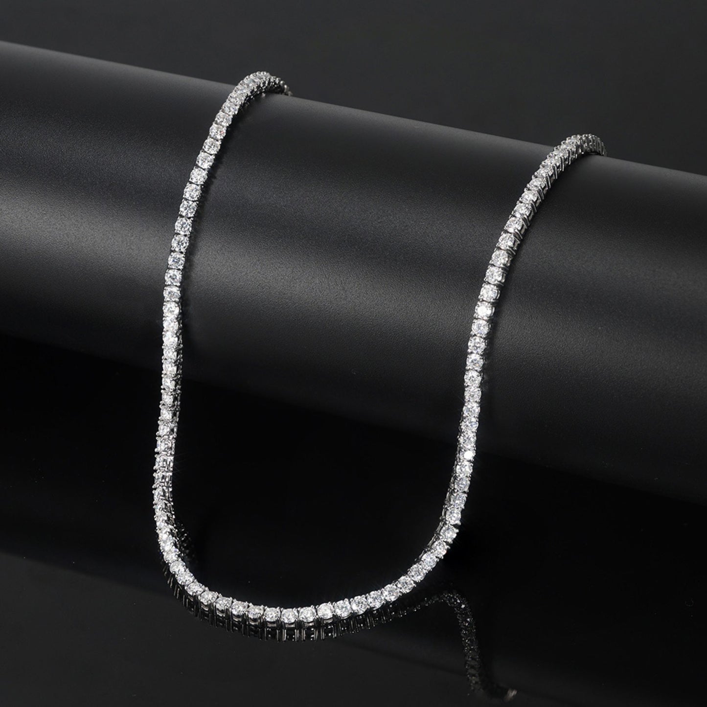Tennis Necklace for Women Sterling Silver 3mm or 5mm Cubic Zirconia 16 or 18" Lengths by Ginger Lyne - 5mm-16"