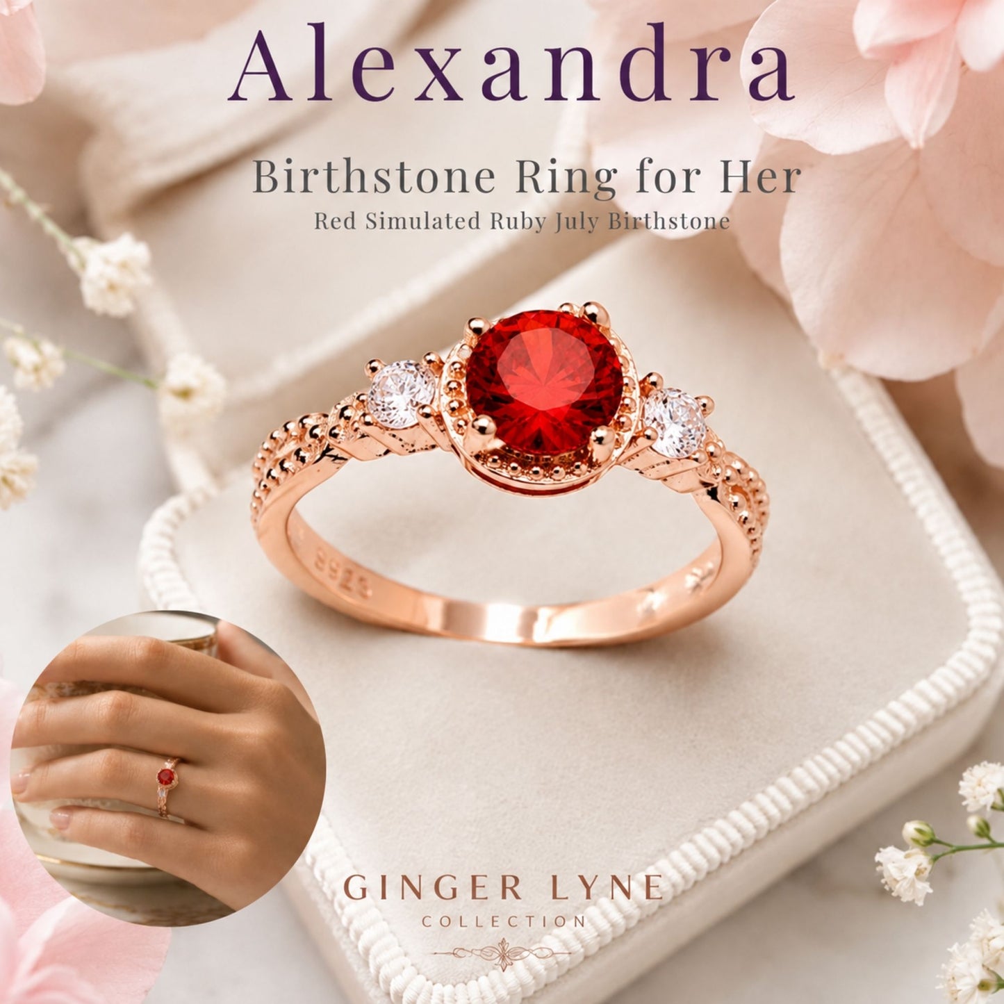 AlexandraBirthstoneRingRoseGoldPlatedSterlingSilverRedCZWomensGingerLyne_Red-2