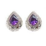 Load image into Gallery viewer, Lona Teardrop Pear purple Cz Stud Earrings Women Ginger Lyne Collection - Purple

