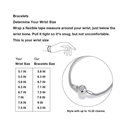 Snake Chain Charm Bracelet Sterling Silver Cz Love Clasp Ginger Lyne Collection - 17cm Mesh