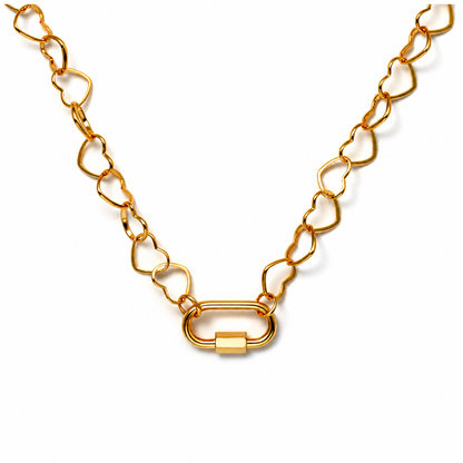 Carabiner Charm Necklace for Women Heart Chain Round Carabiner Holder Stainless Steel by Ginger Lyne - 20mm/Gold
