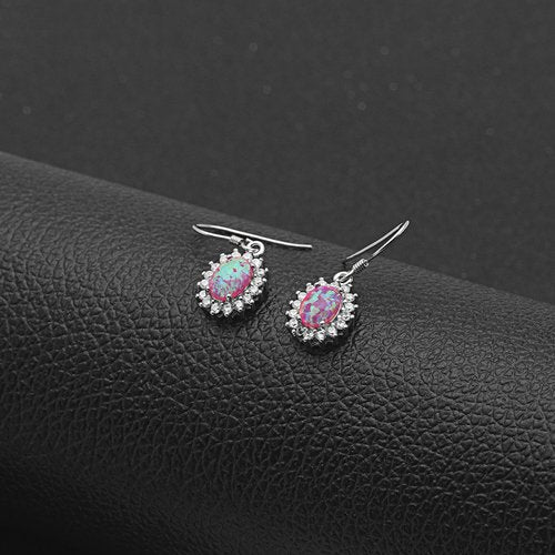 Fire Opal Hook Dangle Earrings for Women Cz Sterling Silver Ginger Lyne Collection - Purple