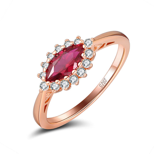 Engagement Ring for Women Marquise Red Cu Rose Gold Sterling Silver Ginger Lyne Collection - 6