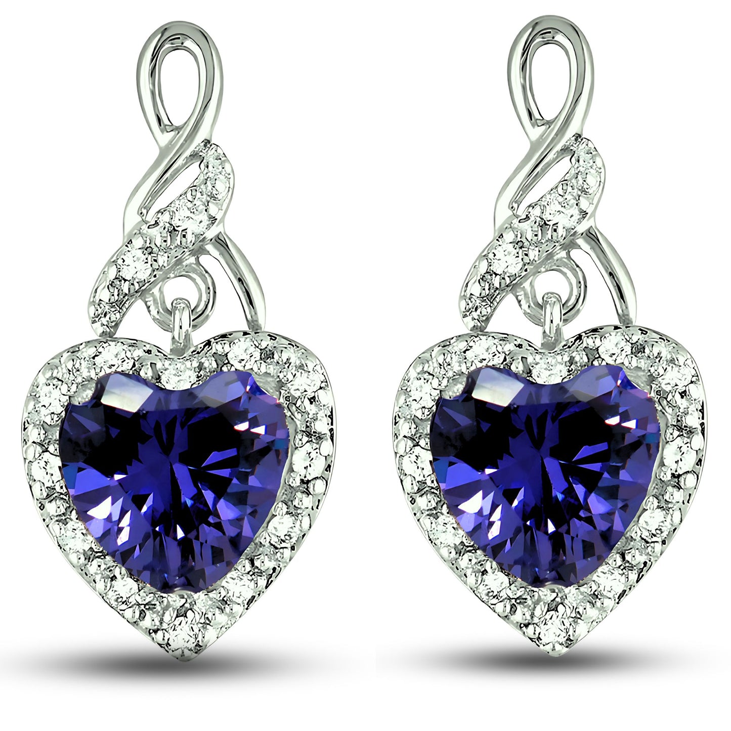 HeartShapeBlueCzDropStudEarringsWomensGingerLyneCollection_Blue-1