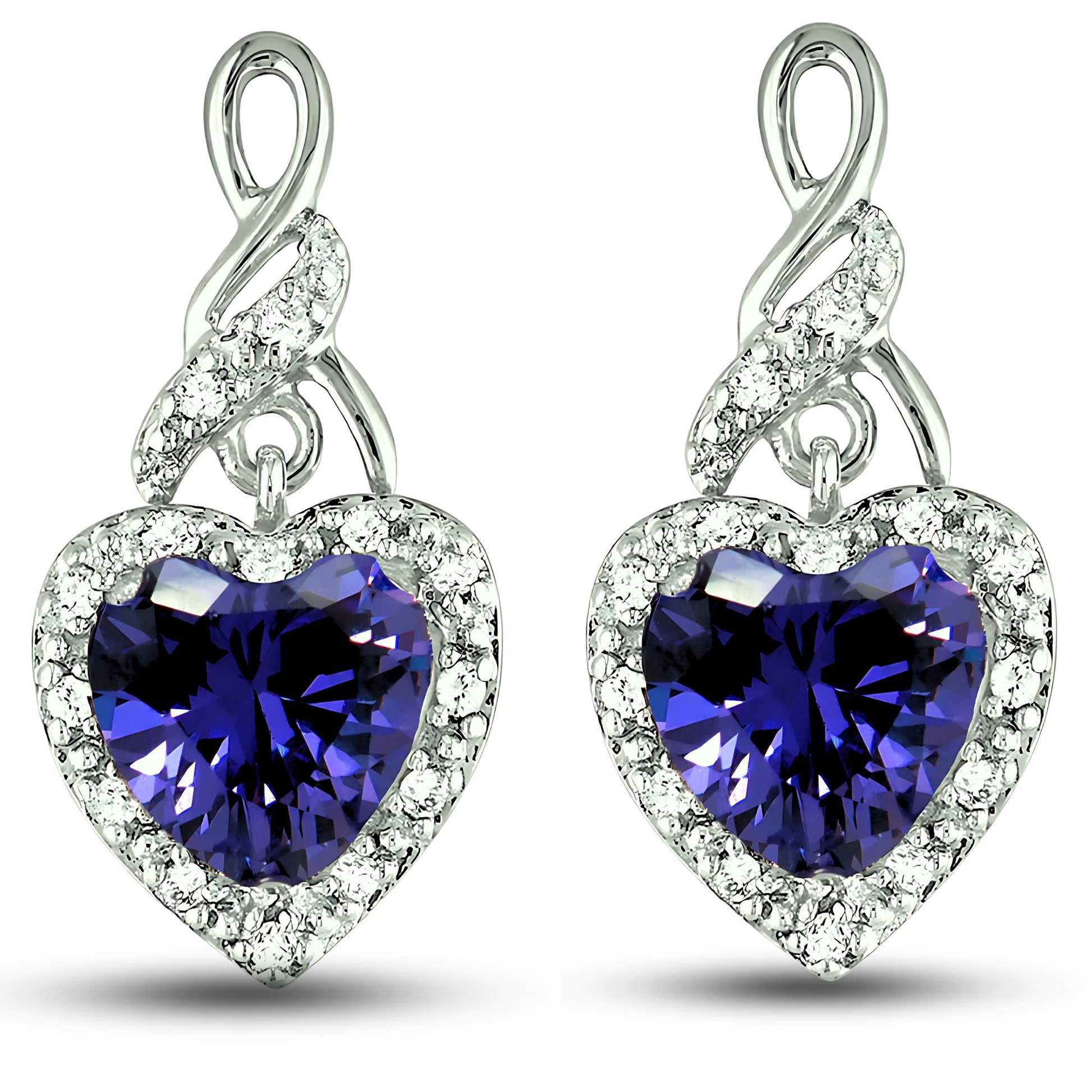 HeartShapeBlueCzDropStudEarringsWomensGingerLyneCollection_Blue-1