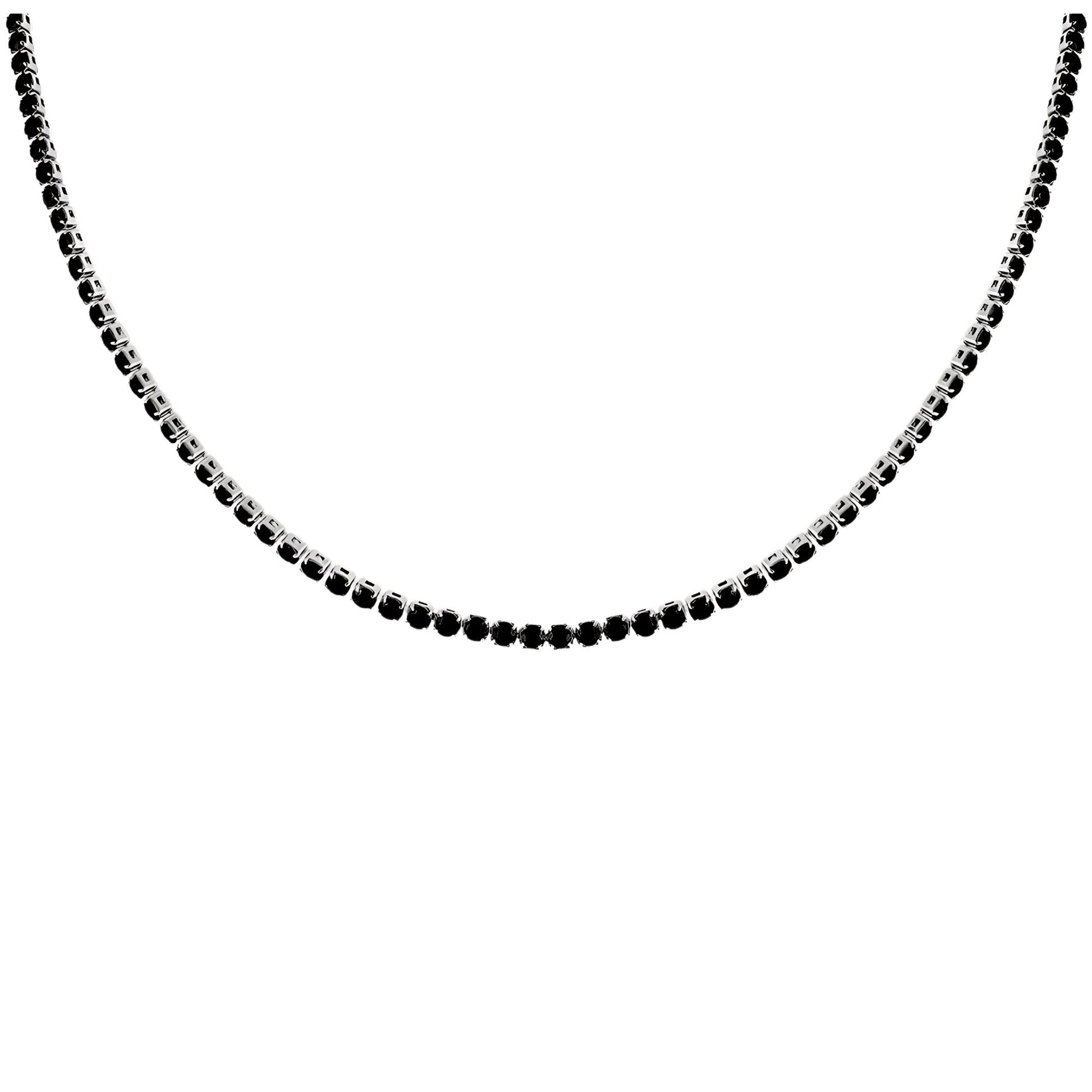 TennisNecklaceforWomen3mmBlackorClearCubicZirconiaChoker16-18"AdjustLengthStainlessSteel_Clear-6