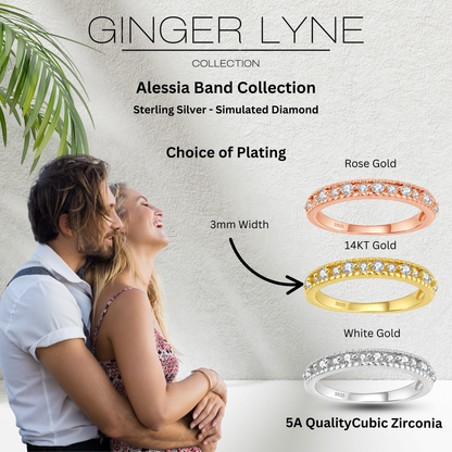 Alessia Wedding Band for Women Sterling Silver CZ Anniversary Half Eternity Band Stackable by Ginger Lyne