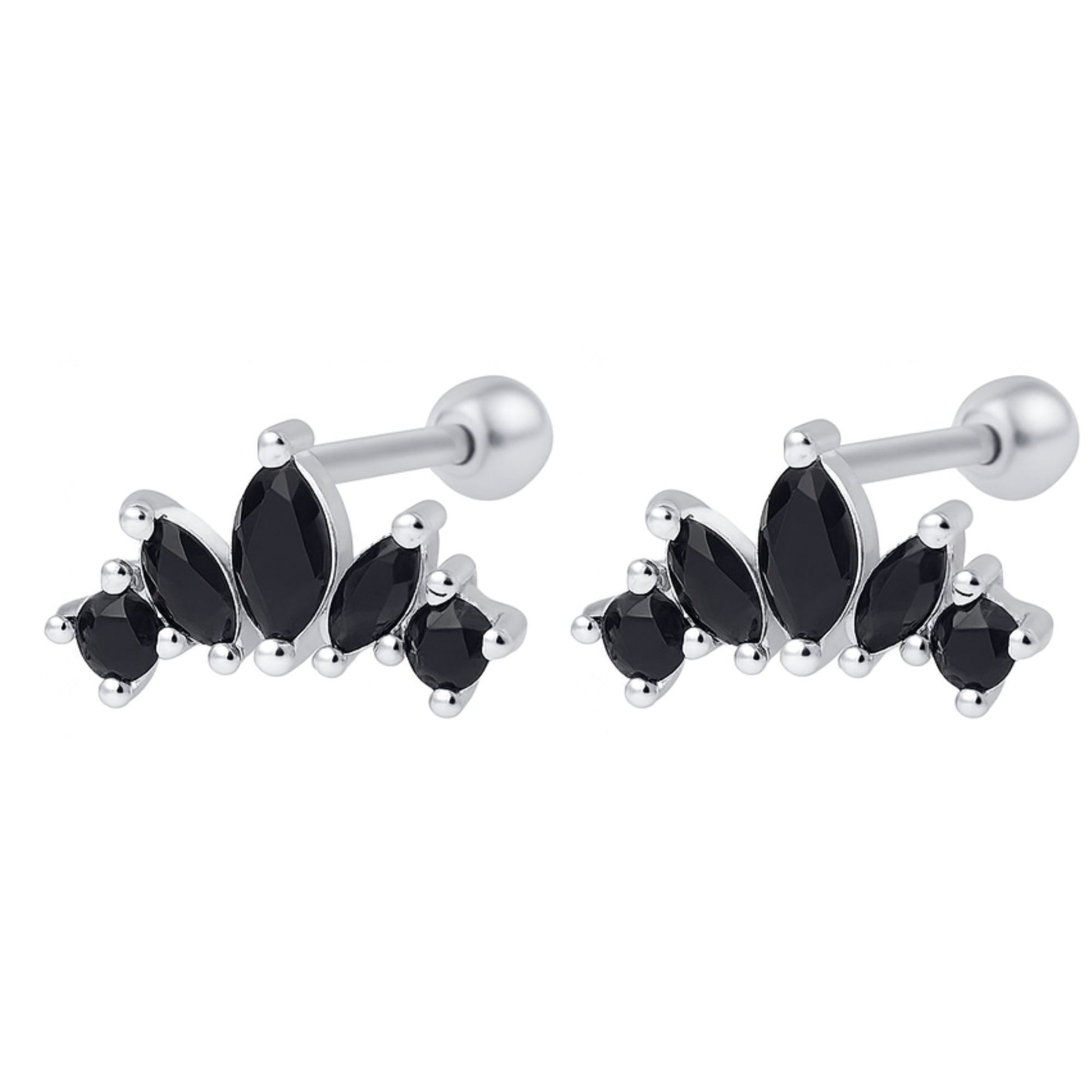 BlackMarquiseCZFlatBackEarringsforCartilageHelixTragusLobe18gSterlingSilver1pairbyGingerLyne_Silver-1
