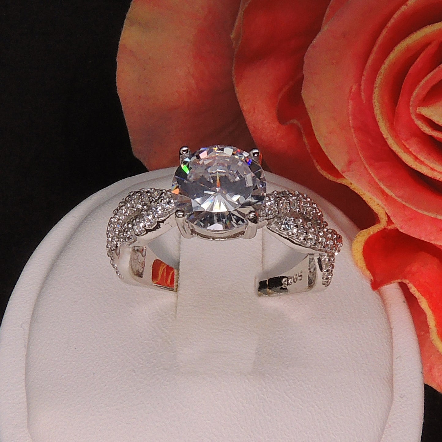 AndreaEngagementRingSterlingSilverTwist2CtCzWomensGingerLyneCollection_Silver-2