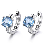 Load image into Gallery viewer, Hoop Earrings for Women Blue Topaz Sterling Silver Ginger Lyne Collection - Blue
