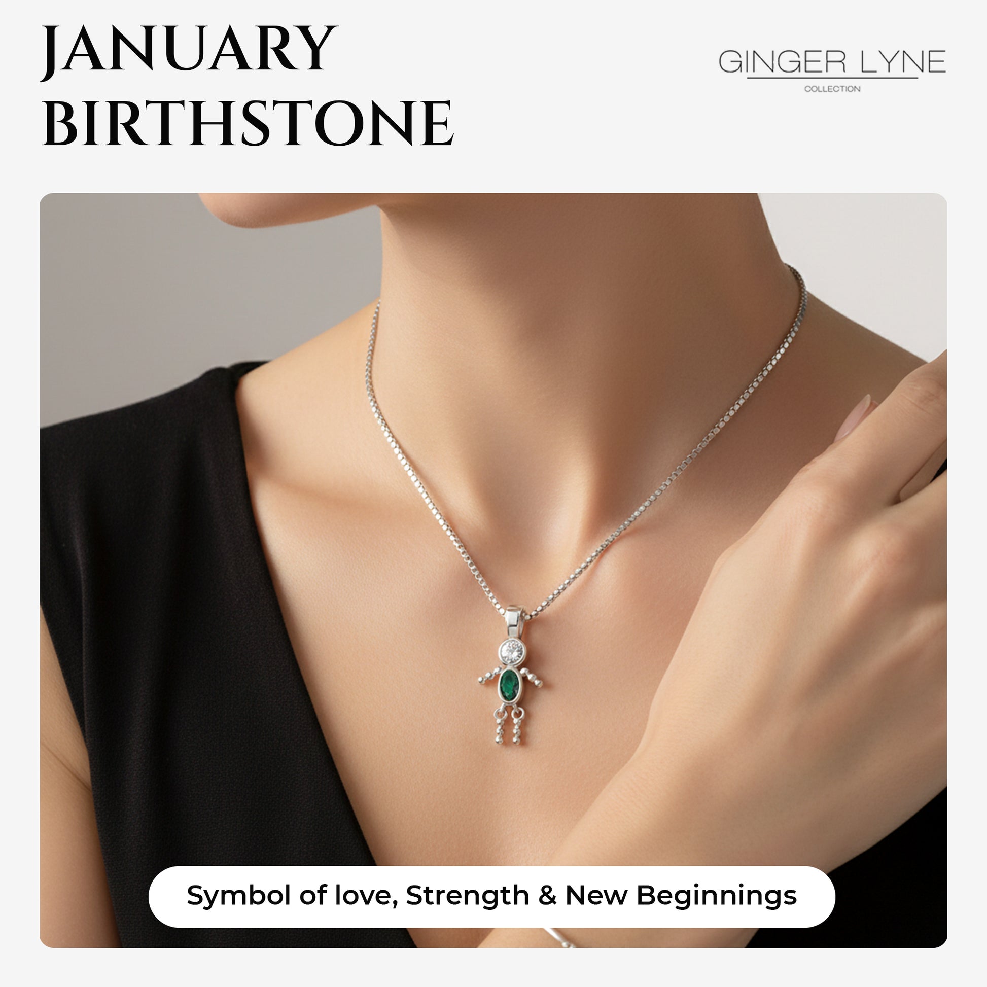 Birthstone Pendant Necklace for Boy Mom or Grandma by Ginger Lyne Sterling Silver CZ Family Birthday Charm - Boy May