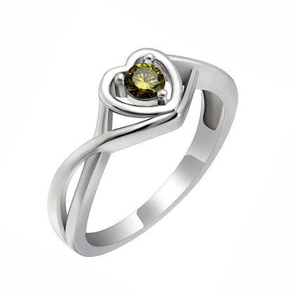 AugustBirthstoneOliveGreenHeartCZPromiseRingforWomenSize4SterlingSilverEngagementGiftbyGingerLyne_August-OliveGreen-1