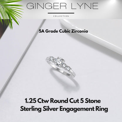 EngagementRingforWomenLeShaCzSterlingSilver5StoneWeddingRingbyGingerLyne_Silver-5