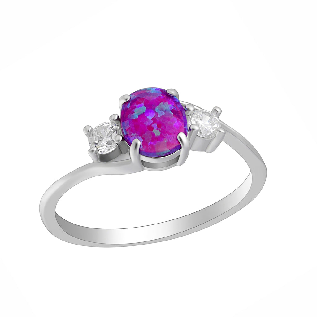 Addy Purple Opal Ring Sterling Silver Women Engagement Ginger Lyne Collection - Purple,10