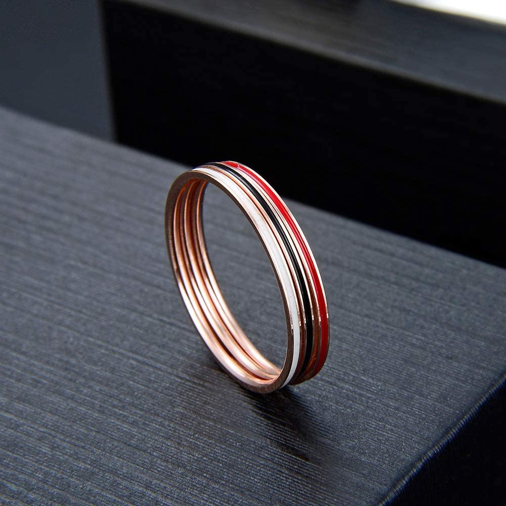 3-Ring Wedding Band Set for Women Rose gold Sterling Silver Ginger Lyne Collection Size 7